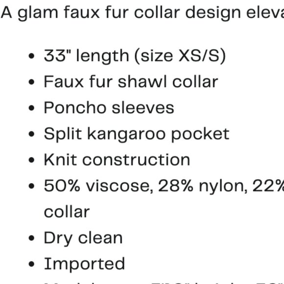 Love Token Karen Faux Fur Collar Cape Shawl Poncho, sz XS/S - Picture 3 of 3
